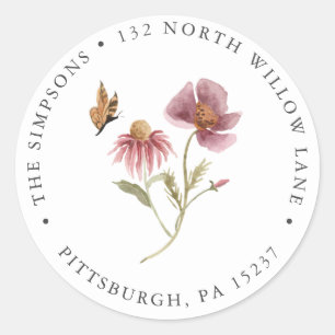 Wildflower Return Address Classic Round Sticker