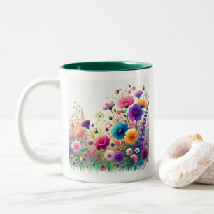 Wildflower Rhapsody Customisable  Two-Tone Coffee Mug