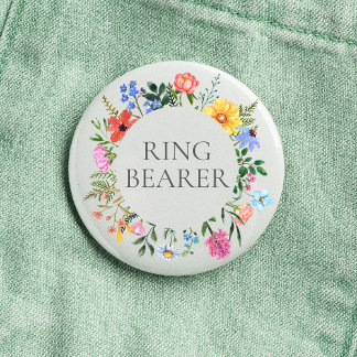Wildflower Ring Bearer Wedding  3 Cm Round Badge