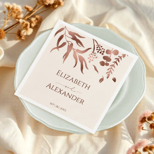 Wildflower Rose Gold Foil Wedding Napkin