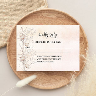 Wildflower rose gold wedding response RSVP card