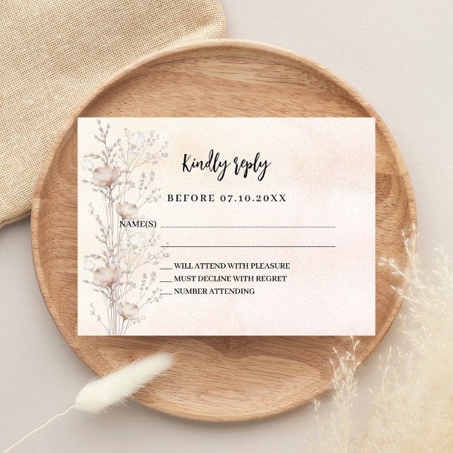 Wildflower rose gold wedding response RSVP card (Creator Uploaded)