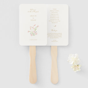 Wildflower Rose Ivory Folded Card Wedding Program Hand Fan