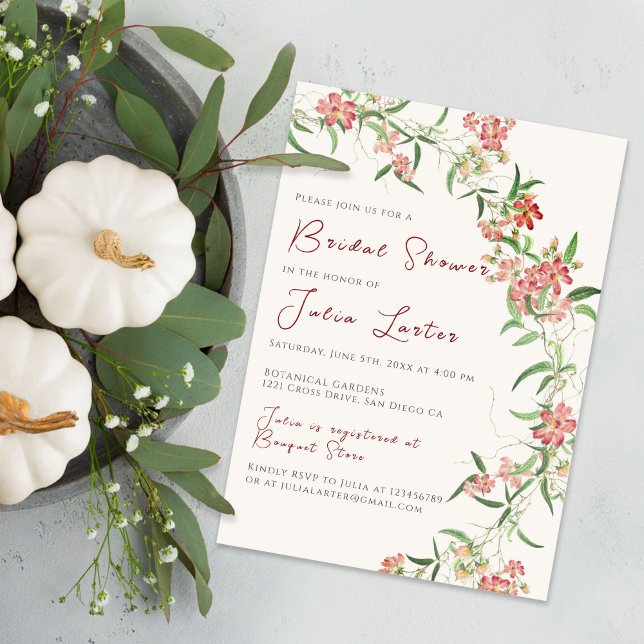 Wildflower Rose Spring Garland Bridal Shower Invitation (Creator Uploaded)