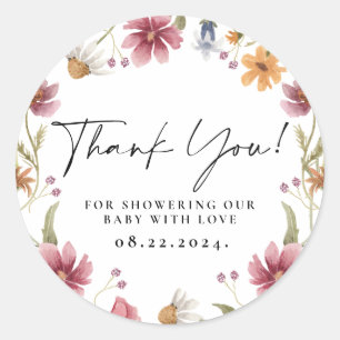 Wildflower Round Thank You Favour Sticker