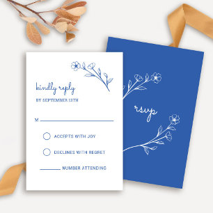 Wildflower RSVP Card in Cobalt Blue
