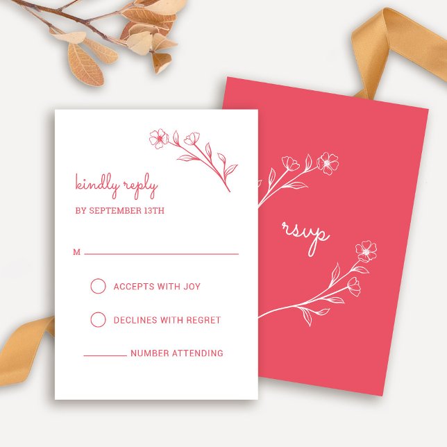 Wildflower RSVP Card in Rose Red (Wildflower RSVP Card in Rose Red)