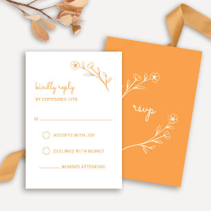 Wildflower RSVP Card in Sunset Orange