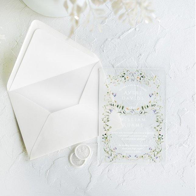 Wildflower Rustic Boho Floral Wedding Acrylic Invitations (Creator Uploaded)