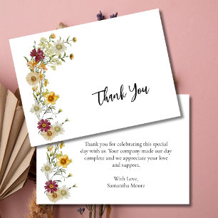 Wildflower Rustic Boho  Thank You Card