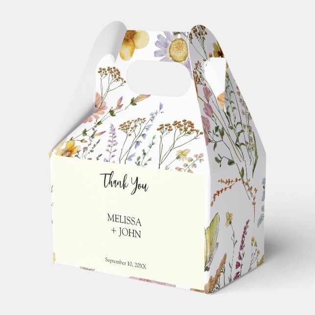 Wildflower Rustic Boho Wedding Favour Box (Front Side)