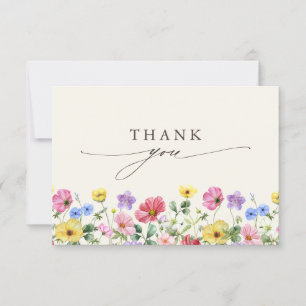 Wildflower Rustic Chic Boho Country Wedding Photo  Thank You Card