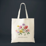 Wildflower Rustic Chic Floral Boho Bridesmaid Gift Tote Bag<br><div class="desc">Celebrate your love story with this elegant floral bridesmaid gift tote bag featuring a charming watercolor wild flower design. Perfect for a garden wedding, outdoor ceremony, or rustic boho celebration, this design blends whimsical floral elements with timeless elegance. Ideal for summer or spring weddings, the vibrant botanical artwork and personalised...</div>