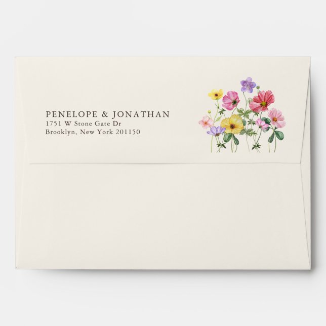 Wildflower Rustic Chic Floral Boho Country Wedding Envelope (Back (Top Flap))