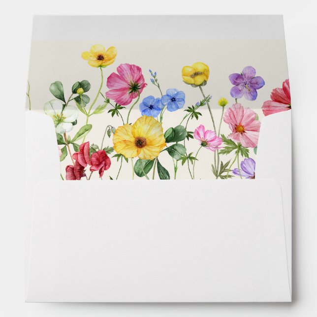 Wildflower Rustic Chic Floral Boho Country Wedding Envelope (Back (Bottom))