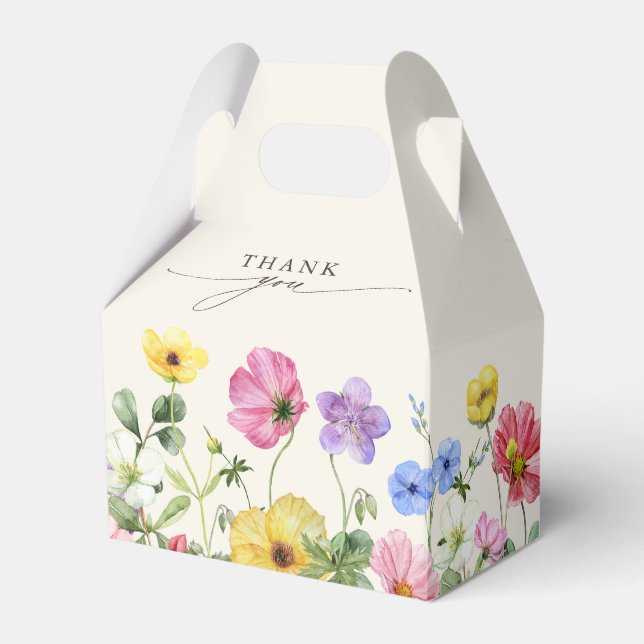 Wildflower Rustic Chic Floral Boho Country Wedding Favour Box (Front Side)