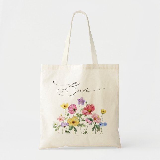 Wildflower Rustic Chic Floral Boho Country Wedding Tote Bag (Front)