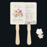 Wildflower Rustic Chic Floral Boho Wedding Program Hand Fan<br><div class="desc">Celebrate your love story with this elegant floral wedding program hand fan featuring a charming watercolor wild flower design and modern calligraphy script. Perfect for a garden wedding, outdoor ceremony, or rustic boho celebration, this design blends whimsical floral elements with timeless elegance. Ideal for summer or spring weddings, the vibrant...</div>