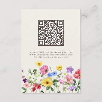Wildflower Rustic Chic Floral Boho Wedding QR Code Enclosure Card