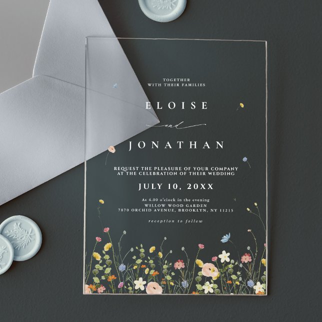 Wildflower Rustic Country Boho Floral Chic Wedding Acrylic Invitations (Wildflower Rustic Country Boho Floral Chic Wedding Acrylic Invitation)