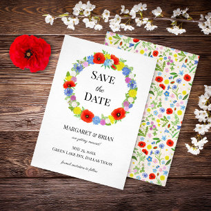 Wildflower Rustic Country Colourful Floral Wedding Save The Date