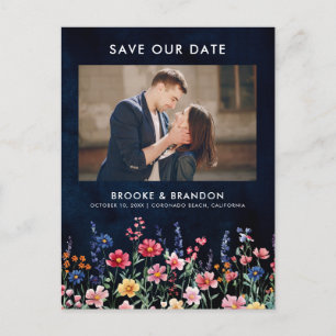 Wildflower Rustic Country Floral Save the Date Postcard