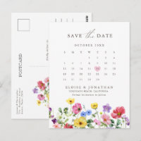 Wildflower Rustic Floral Calendar Save the date