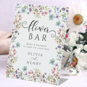 Wildflower Rustic Floral Wedding Flower Bar Sign