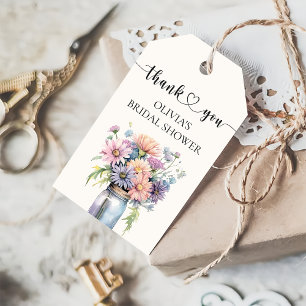 Wildflower Rustic Mason Jar Bridal Shower Favour  Gift Tags