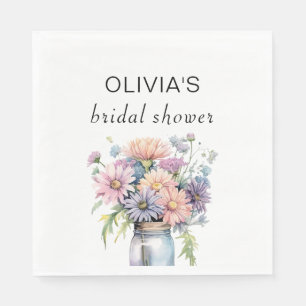 Wildflower Rustic Mason Jar Bridal Shower Paper Napkin