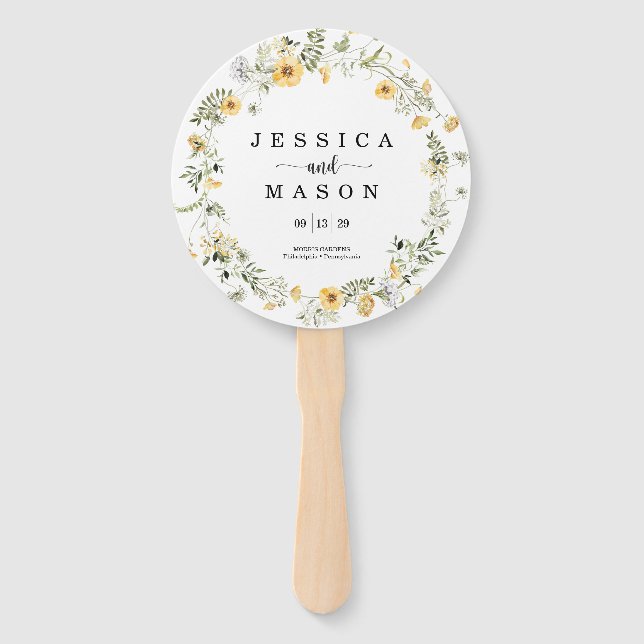 Wildflower Rustic Round Wedding Program Fan (Front)