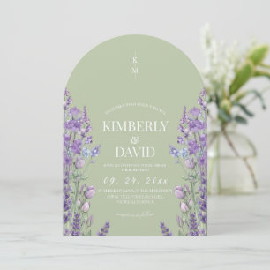 Wildflower Rustic Sage Purple Wedding Invitation