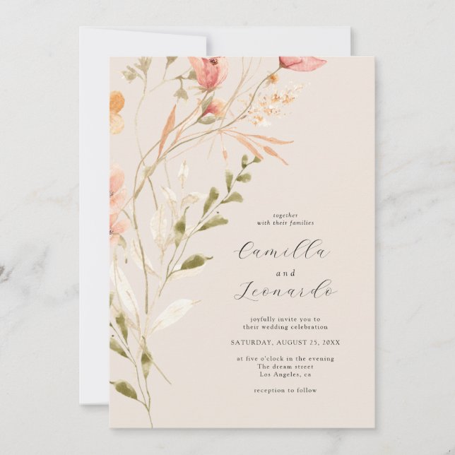 Wildflower Rustic Wildflower Wedding Invitation (Front)