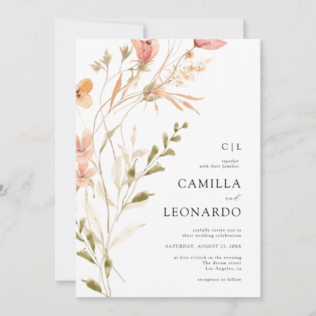 Wildflower Rustic Wildflower Wedding Invitation (Front)