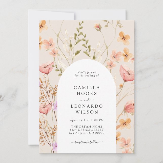 Wildflower Rustic Wildflower Wedding Photo  Invitation (Front)
