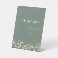 Wildflower Sage Deco Wedding Gentlemen Bathroom