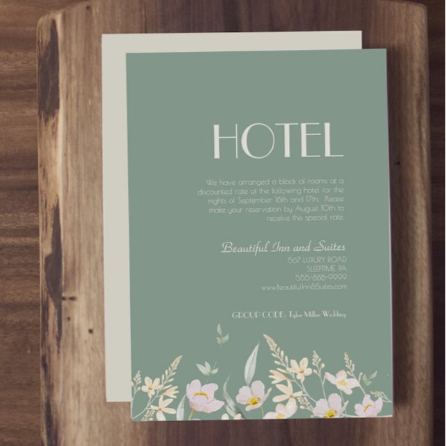 Wildflower Sage Deco Wedding Hotel Enclosure Card (Creator Uploaded)
