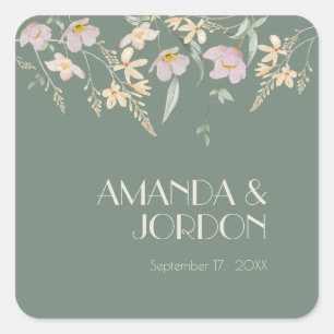 Wildflower Sage Deco Wedding Seal Sticker