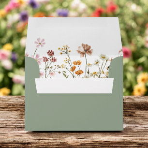 Wildflower Sage Green Boho Wedding Garden Envelope