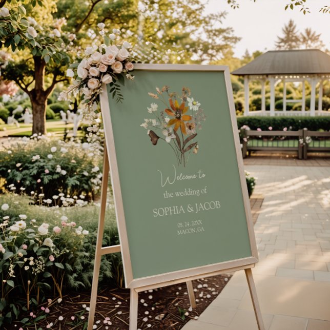Wildflower Sage Green  Boho Wedding Welcome Sign (Creator Uploaded)