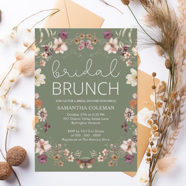 Wildflower Sage Green Bridal Brunch Bridal Shower Invitation (Creator Uploaded)
