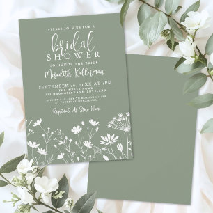 Wildflower Sage Green Bridal Shower Invitation