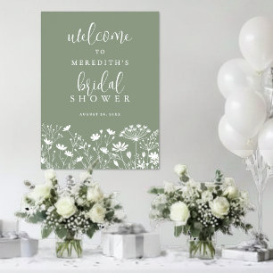 Wildflower Sage Green Bridal Shower Poster