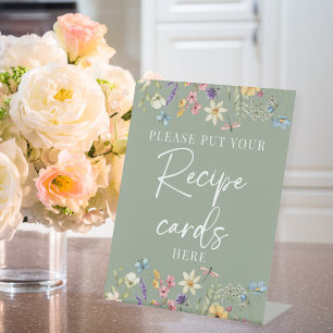 Wildflower Sage Green Bridal Shower Recipe Sign