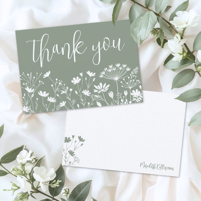 Wildflower Sage Green Thank You Card (Wildflower Sage Green Thank You Card)