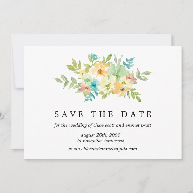 Wildflower Save the Date Card with Photo Back (Front)