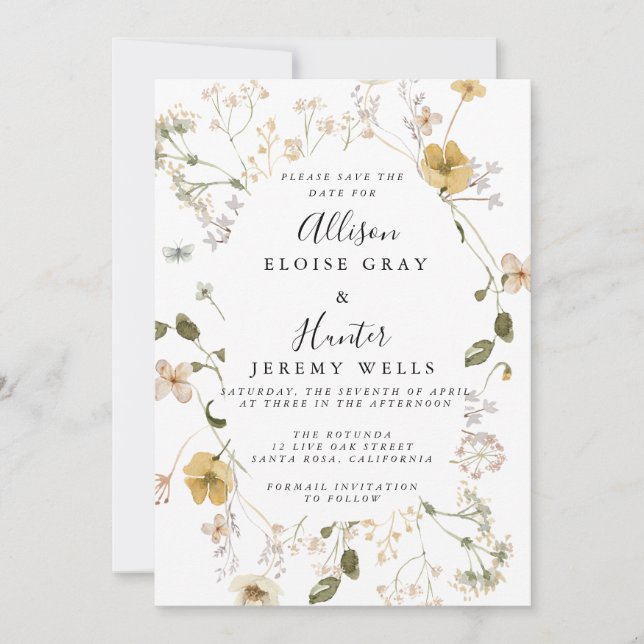 Wildflower Save the Date Invitation (Front)