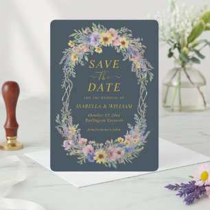 Wildflower Save The Date Moody Floral Charcoal Invitation