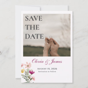 Wildflower Save the Date   Pink Floral Photo