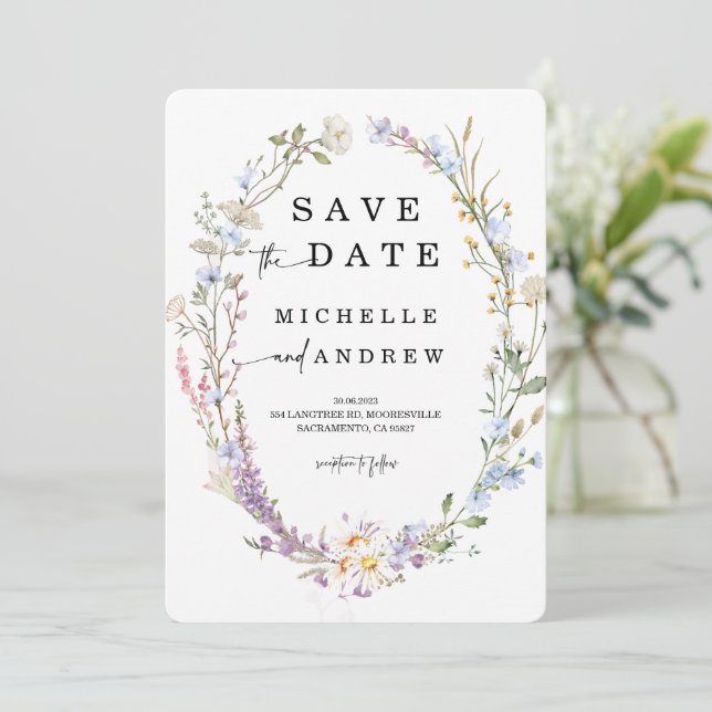 Wildflower Save the date template (Standing Front)